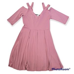 Off Shoulders Pink Dress with Pockets